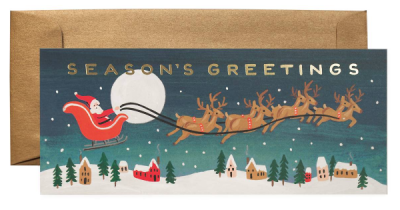 Santa s Sleigh Long Card - Rifle Paper Co.