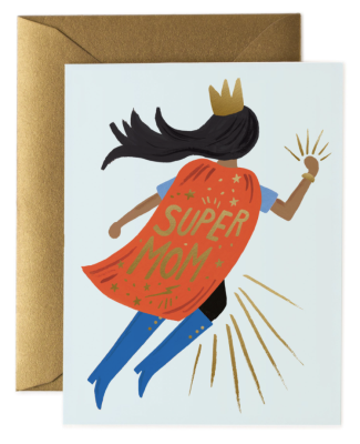 Super Mom Blue Card - Greeting Card