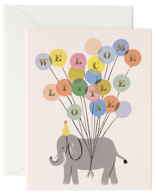 Welcome Little One Elephant Card - Rifle Paper