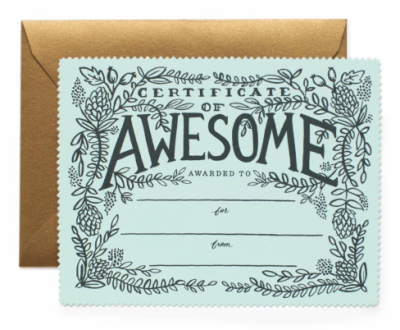 Certificate of Awesome - Rifle Paper Co