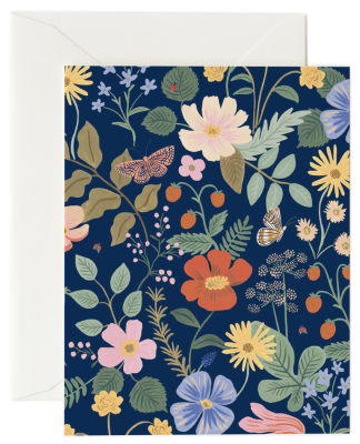 Strawberry Fields Navy Card - Rifle Paper