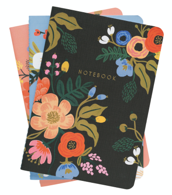 Lively Floral Stitched Notebooks - 3 Notebooks
