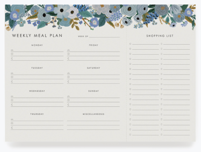 Garden Party Blue Meal Planner - Wochen- / Einkaufsplaner