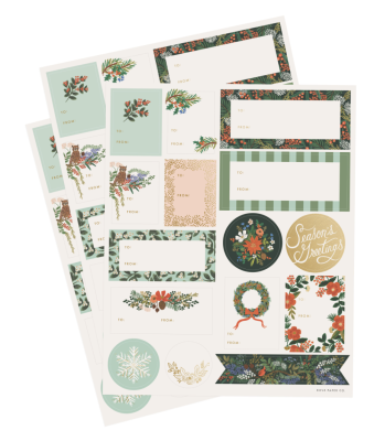 Winter Floral Sticker Set - Holiday Sticker & Labels