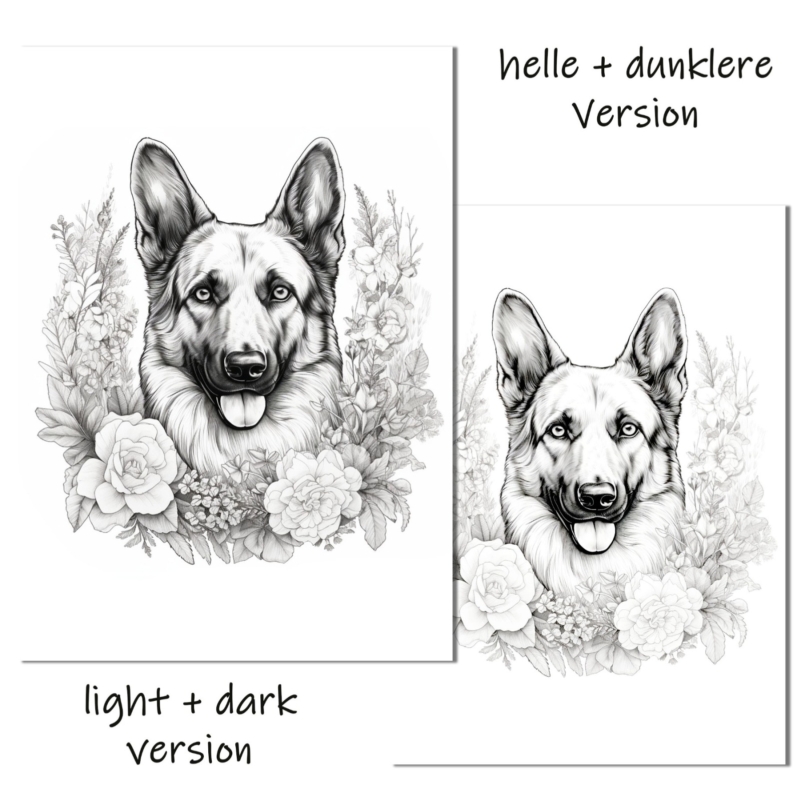 Ausmalbild Schäferhund, zum Download und selbst ausdrucken