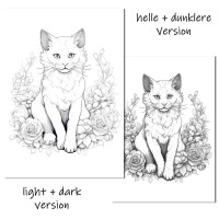Ausmalbild süße Katze, zum Download und selbst ausdrucken