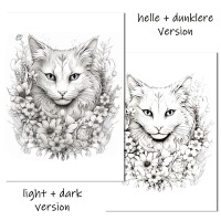 Ausmalbild süße Katze, zum Download und selbst ausdrucken