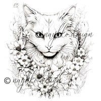 Ausmalbild süße Katze, zum Download und selbst ausdrucken 3
