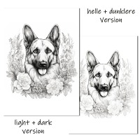 Ausmalbild Schäferhund, zum Download und selbst ausdrucken