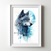 Wandbild eines mystischen Wolfs zum Download 2