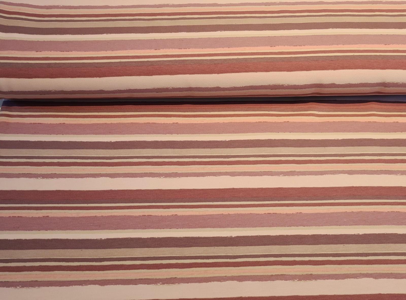 French Terry Stripes Streifen pastell rosa Töne