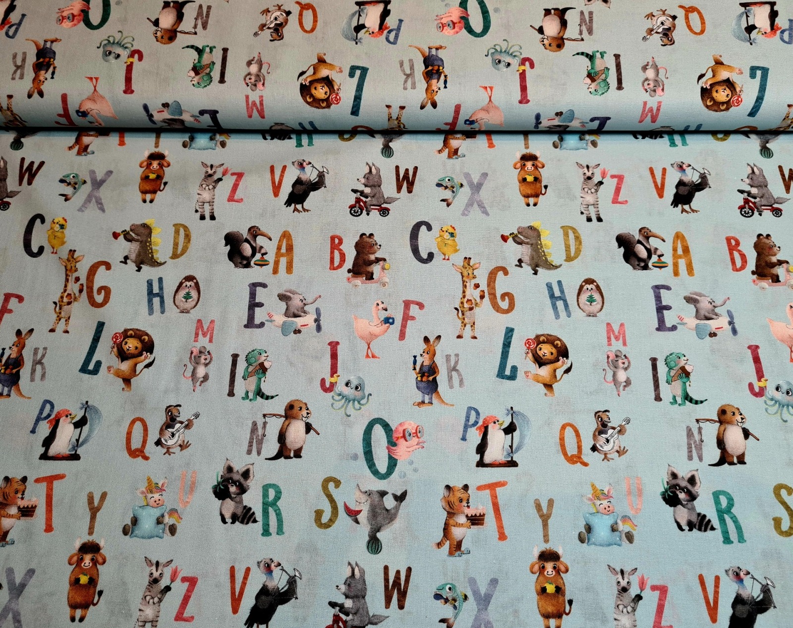 Baumwollstoff Buchstaben Alphabet Tiere 2