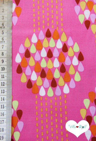 Regentropfen Stoff Baumwollstoff RAIN bunt pink 2