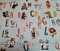 Baumwollstoff Buchstaben Alphabet Tiere
