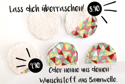 Wunschstoff Kosmetikpad Set Abschmink-Pads 5 Wattepads aus Baumwollstoff und Frottee -