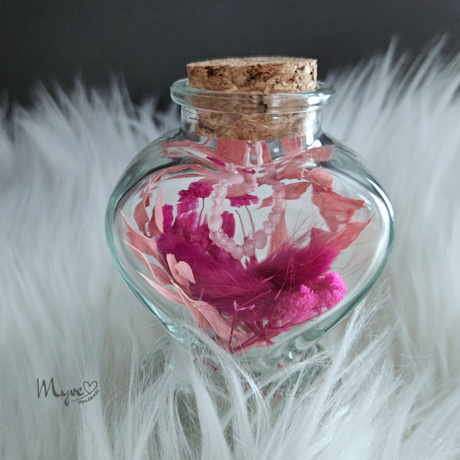 Stretchring in Herz Bottle , Blumen in der Flasche, spirituelle Geschenke, Blumengeschenke, Schmuck