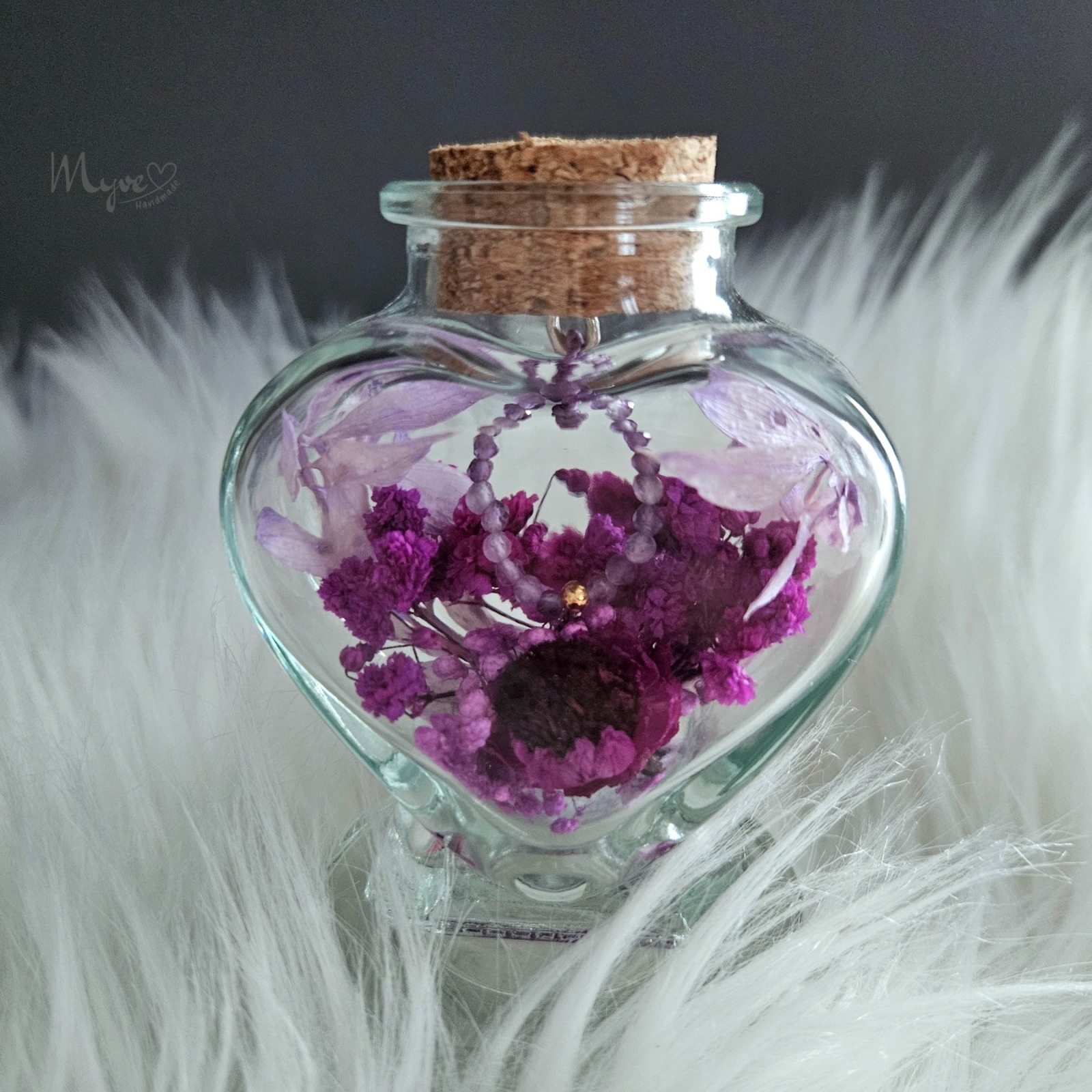 Stretchring in Herz Bottle , Blumen in der Flasche, spirituelle Geschenke, Blumengeschenke, Schmuck