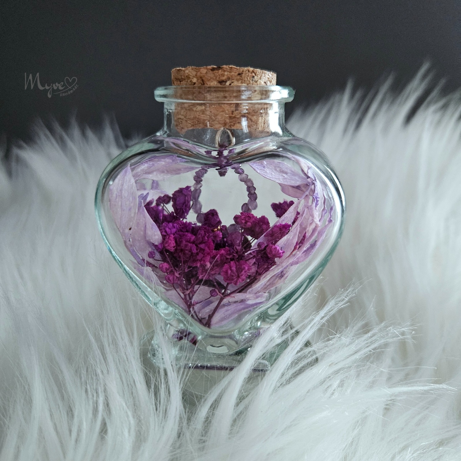 Stretchring in Herz Bottle , Blumen in der Flasche, spirituelle Geschenke, Blumengeschenke, Schmuck