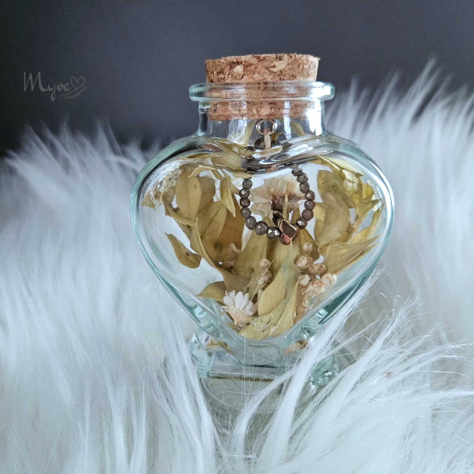 Stretchring in Herz Bottle , Blumen in der Flasche, spirituelle Geschenke, Blumengeschenke, Schmuck