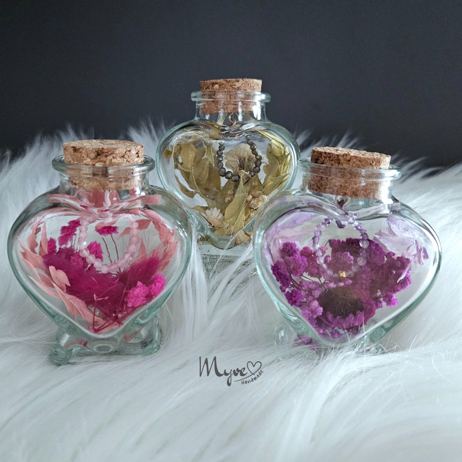 Stretchring in Herz Bottle , Blumen in der Flasche, spirituelle Geschenke, Blumengeschenke, Schmuck