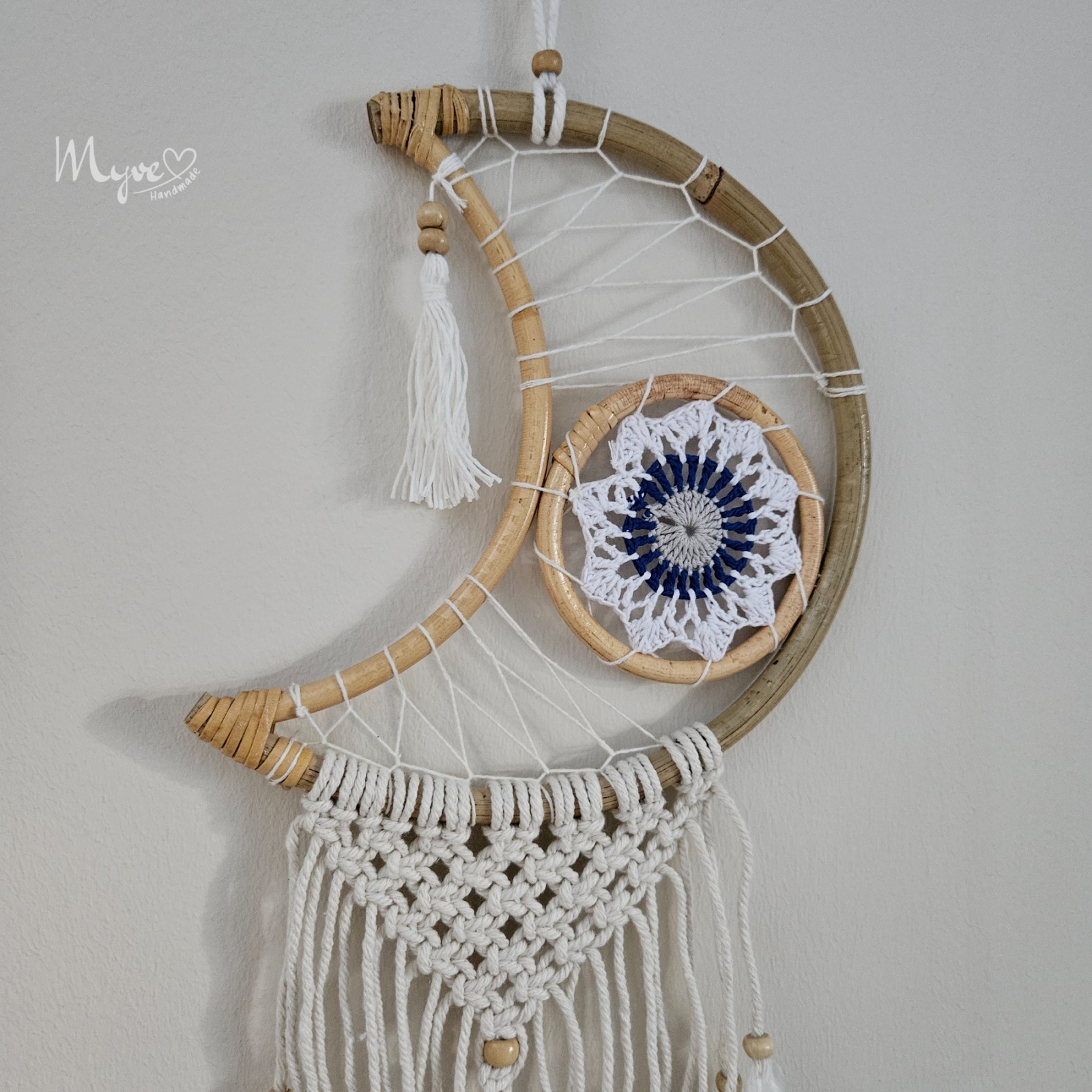 Mond Traumfänger, Wanddekoration im Boho Stil, Wandbehang, Dreamcatcher, Wanddesign, Wandkunst,