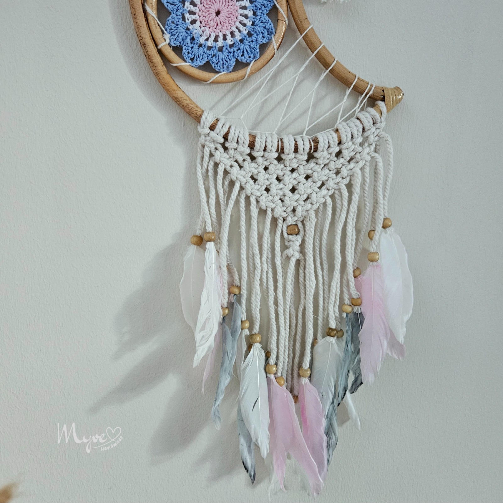 Mond Traumfänger, Wanddekoration im Boho Stil, Wandbehang, Dreamcatcher, Wanddesign, Wandkunst,