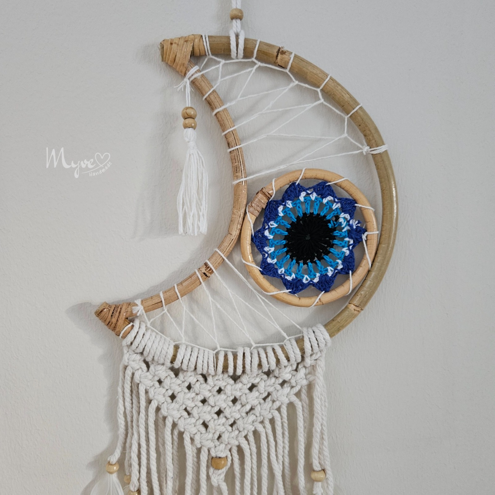 Mond Traumfänger, Wanddekoration im Boho Stil, Wandbehang, Dreamcatcher, Wanddesign, Wandkunst,