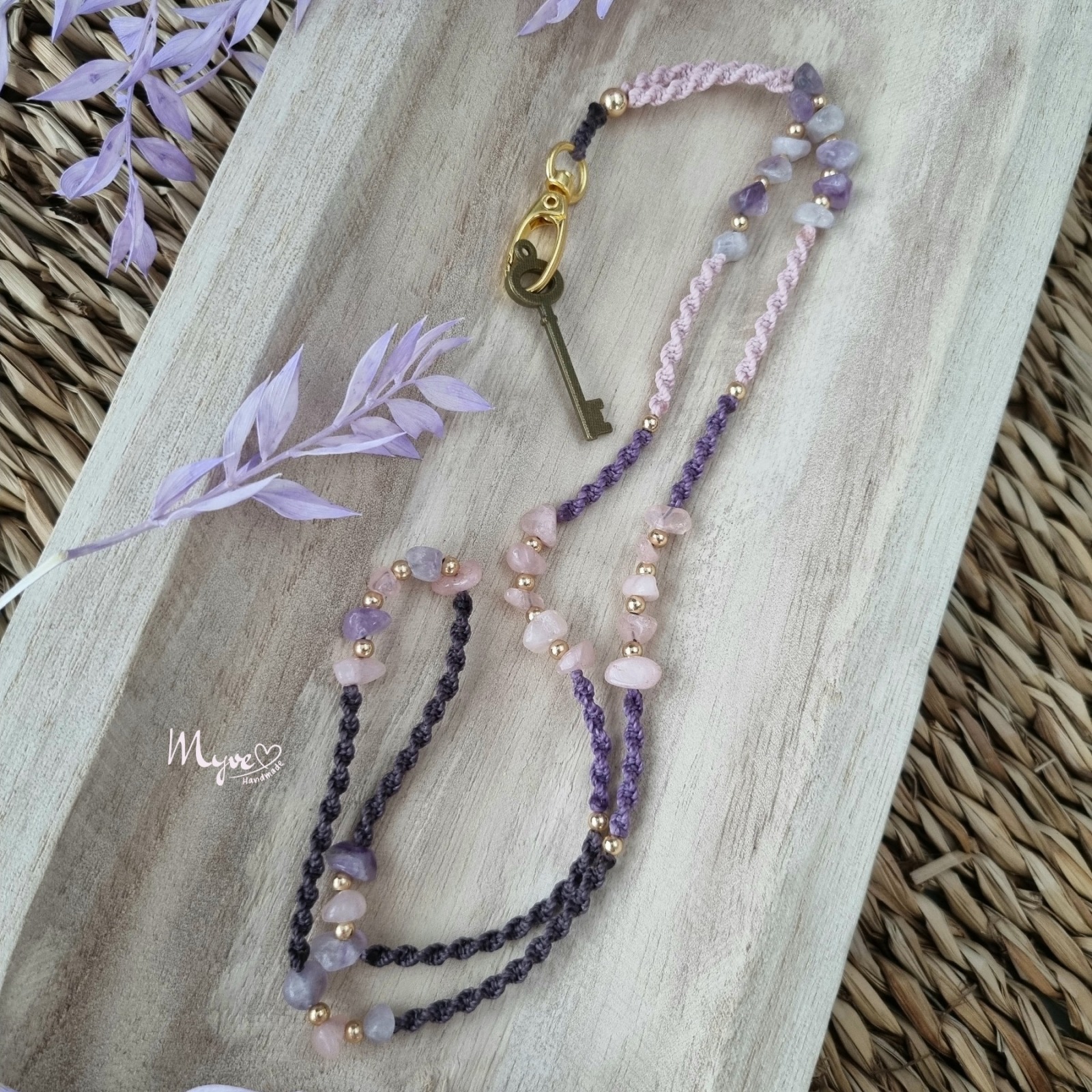 Schlüsselband mit Edelsteinen, Schmuck Accessoires, Spiritueller Schmuck im Boho Stil