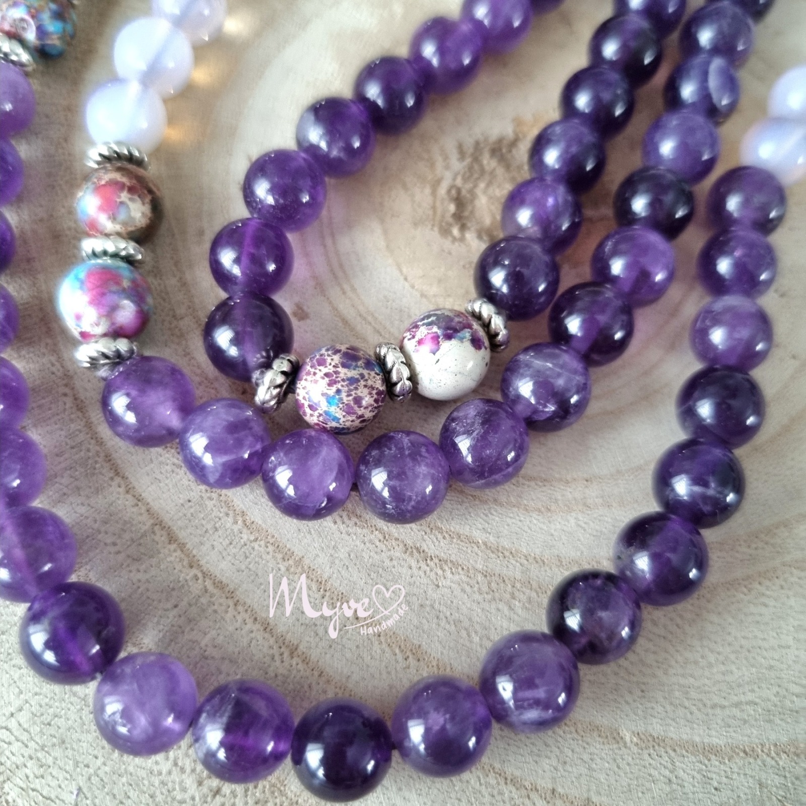 Malakette mit Amethyst, Schmuck Accessoires, Spiritueller Schmuck im Boho Stil 4