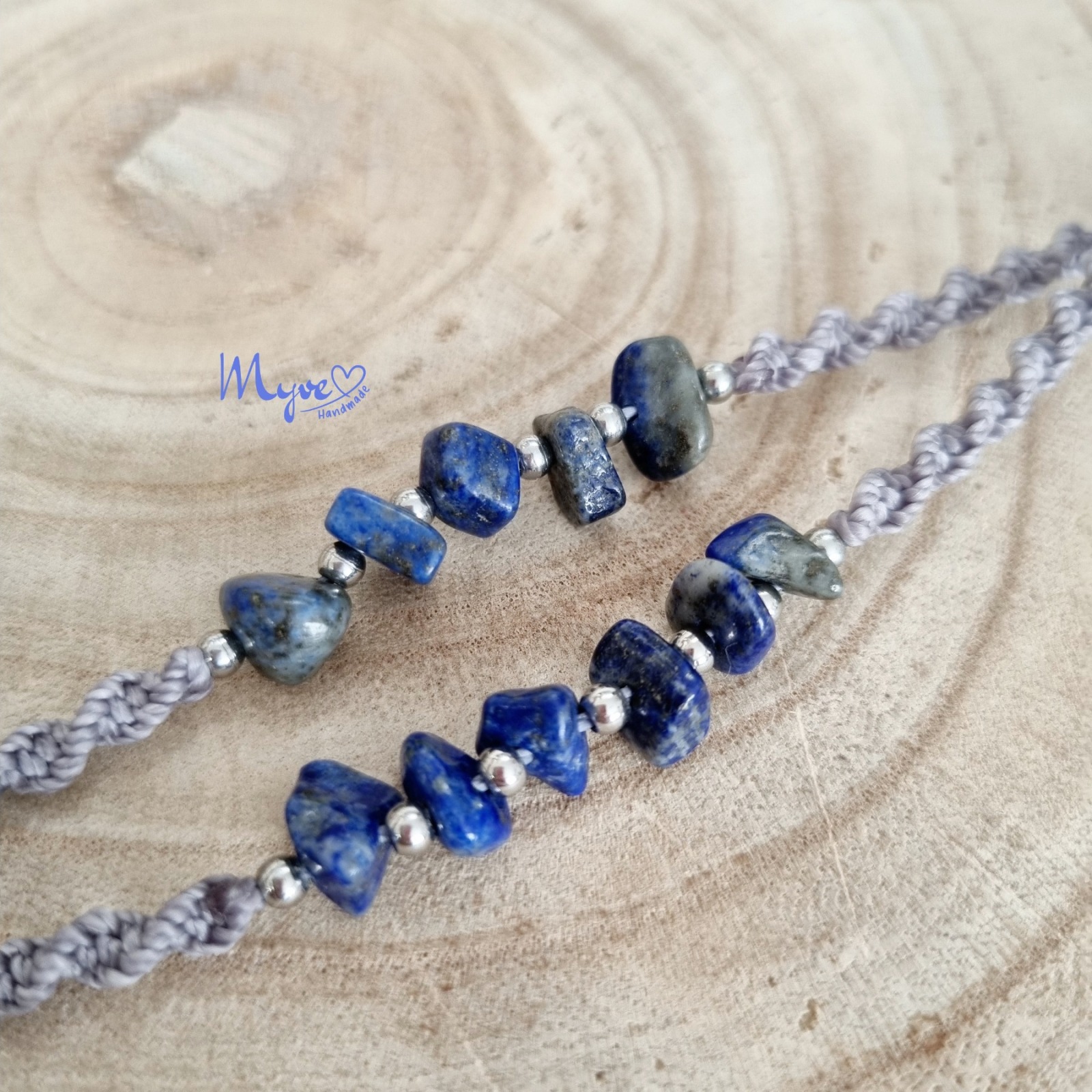 Lapislazuli Brillenkette, Schmuck Accessoires, Spiritueller Schmuck im Boho Stil, Makramee