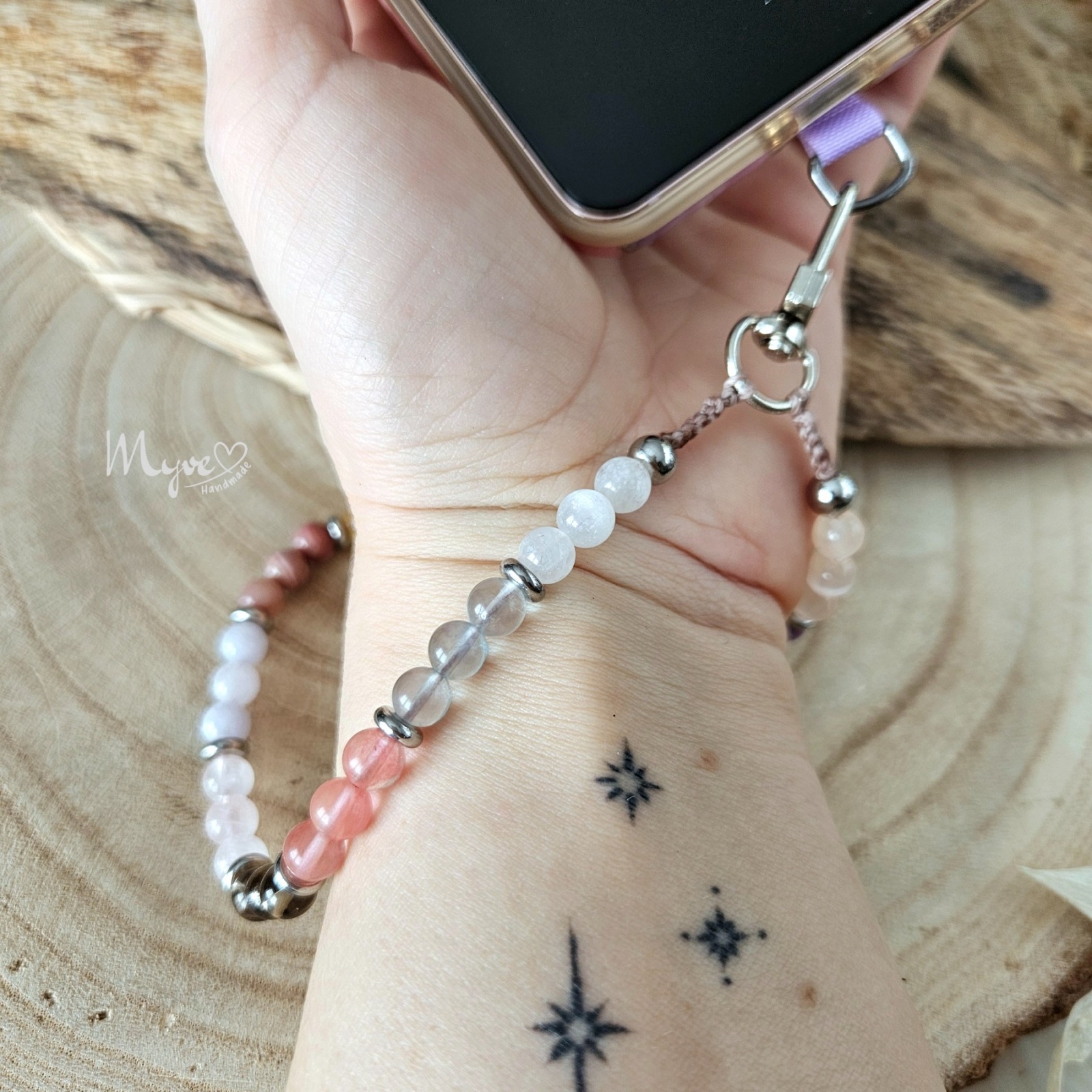 Kurze Perlen Handykette, Smartphone Accessoires, Taschenkette, besondere Geschenkidee, spirituelle