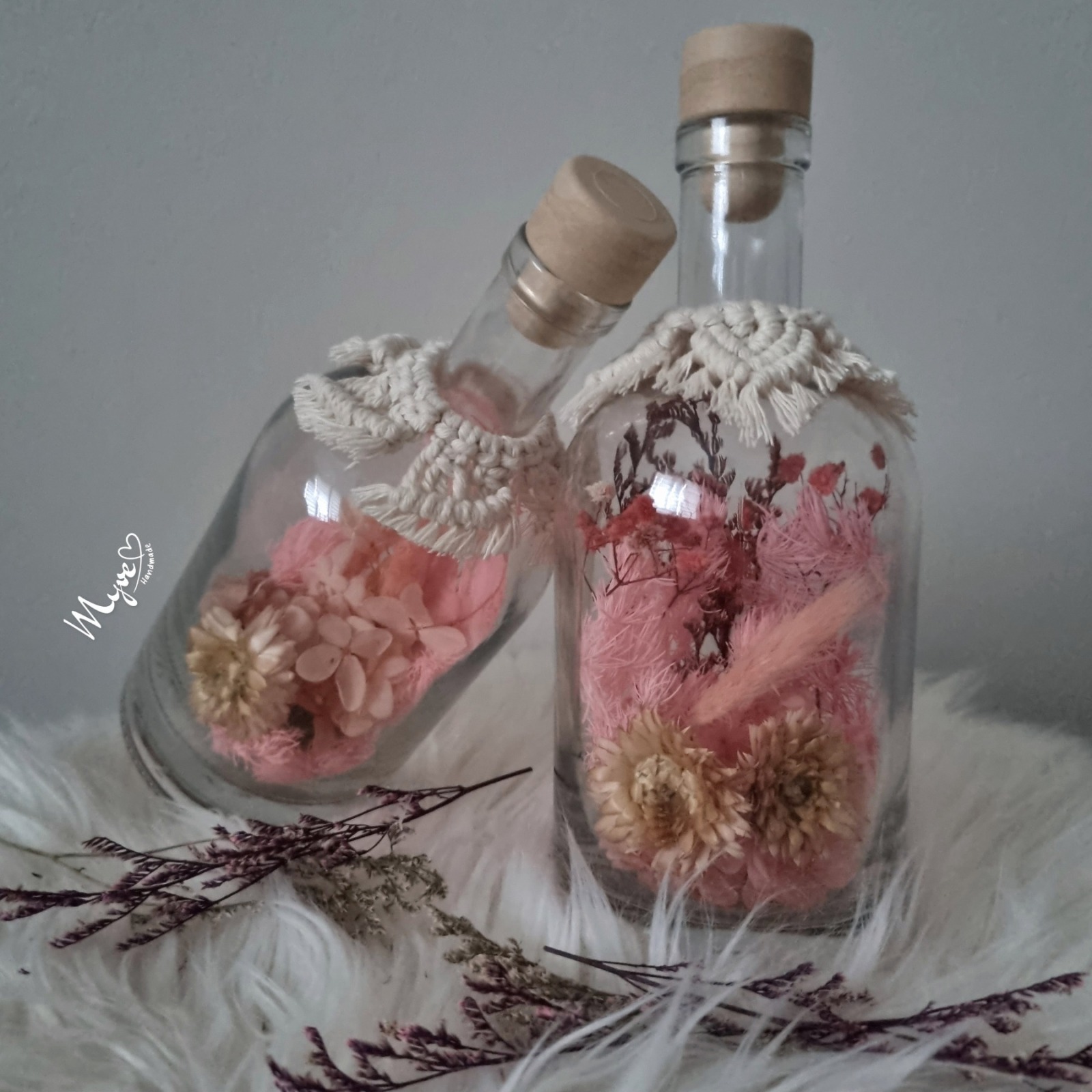 Flower Bottle mit Knüpfung, Trockenblumen in der Flasche, Blumengeschenke 4