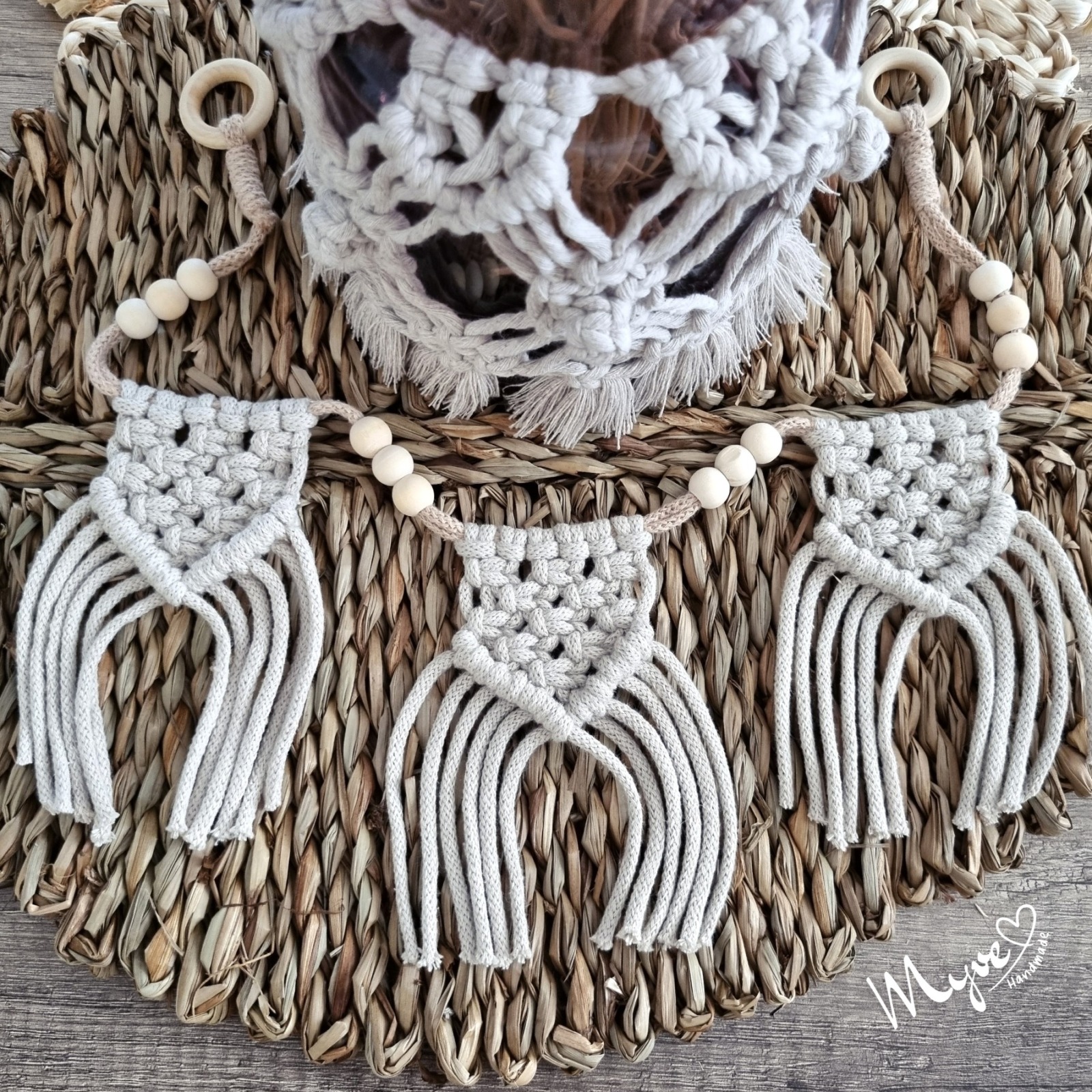 Makramee Wimpelkette Mini, Kinderzimmerdeko, Wohnassecoire im Boho Stil, Innenraumdeko 3