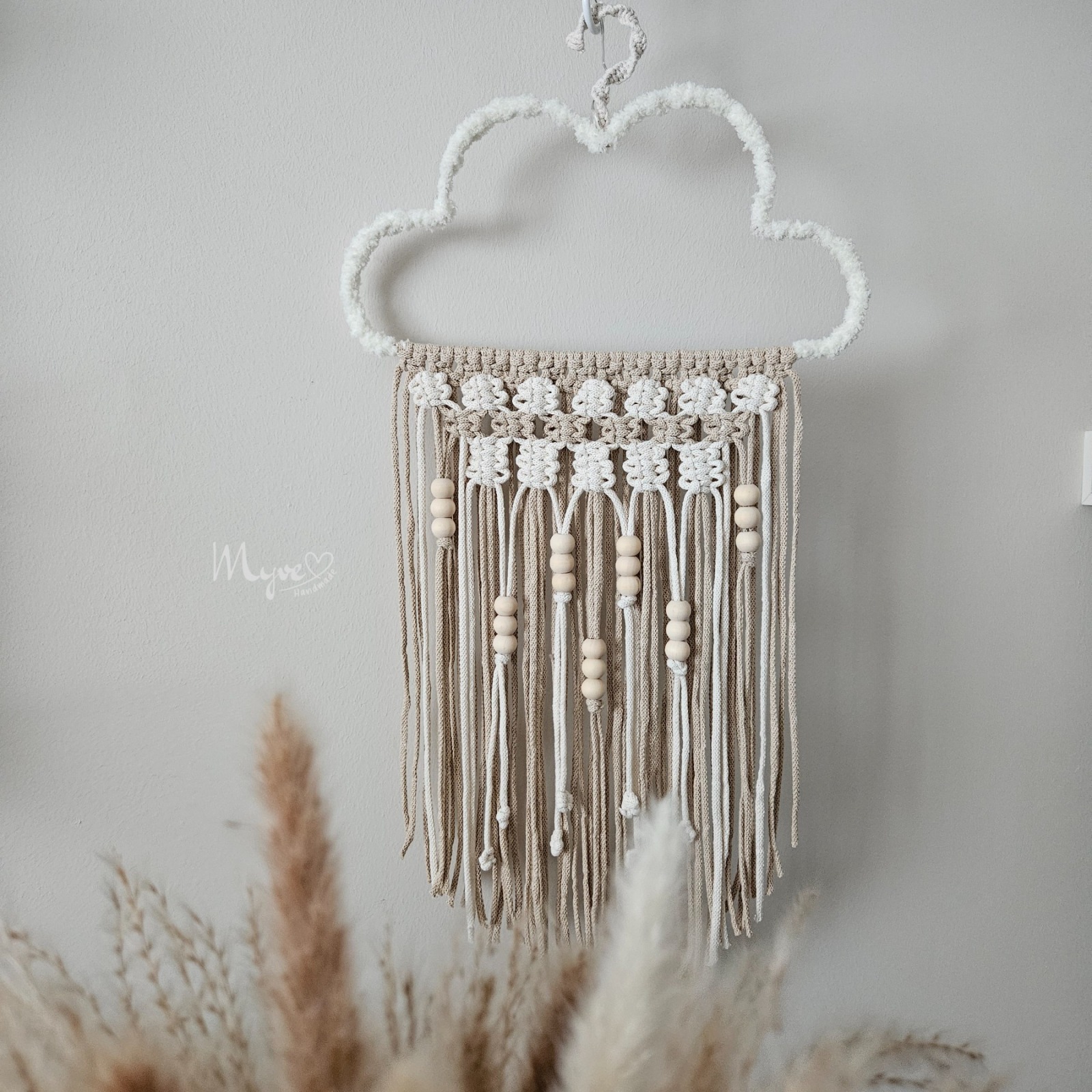 Große Wolke beleuchtet, Wanddekoration im Boho Stil, Wandbehang, beleuchtete Deko, Wanddesign,