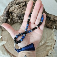 Blaue Tesbih mit Edelsteinen, Gebetskette, Schmuck Accessoires, Spiritueller Schmuck, 2