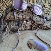 Makramee Brillenkette mit Jade Edelsteinen, Schmuck Accessoires, Spiritueller Schmuck im Boho Stil 5