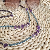 Amethyst Brillenkette, Schmuck Accessoires, Spiritueller Schmuck im Boho Stil, Makramee