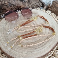 Quarz Brillenkette, Schmuck Accessoires, Spiritueller Schmuck im Boho Stil, Makramee Brillenkette,