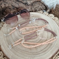 Bergkristall Brillenkette, Schmuck Accessoires, Spiritueller Schmuck im Boho Stil, Makramee