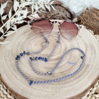 Lapislazuli Brillenkette, Schmuck Accessoires, Spiritueller Schmuck im Boho Stil, Makramee