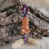 Buddha Schlüsselanhänger mit Edelsteinperlen, spirituelle Geschenke, Holzschlüsselangänger,