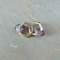 Goldene Amethyst Creolen 925 Silber, Damenohrringe , Boho Schmuck, Damenohrringe, Edelstein