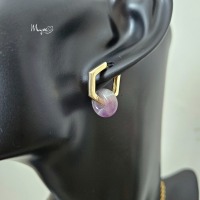 Goldene Amethyst Creolen 925 Silber, Damenohrringe , Boho Schmuck, Damenohrringe, Edelstein