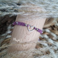 Makramee Armband mit silbernem Herz, Damenarmband, zarter Boho Schmuck, Geschenke für die Liebsten,