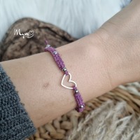 Makramee Armband mit silbernem Herz, Damenarmband, zarter Boho Schmuck, Geschenke für die Liebsten,