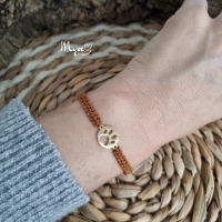 Makramee Armband mit goldenem Pfötchen, Damenarmband, Boho Schmuck, Erinnerungs Geschenk 5