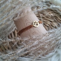 Makramee Armband mit goldenem Pfötchen, Damenarmband, Boho Schmuck, Erinnerungs Geschenk