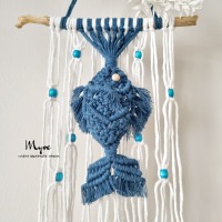 Makramee Fisch, Wanddesign, Wanddekoration im Boho Stil, Badezimmerdekoration, Maritime Dekoration 4