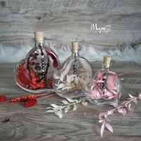 Flower Bottle Herz midi mit Wunschnamen und Individualisierung, Trockenblumen in der Flasche,