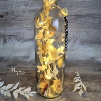 Flower Bottle Weinflasche mit Wunschtext und Individualisierung, Trockenblumen in der Flasche,